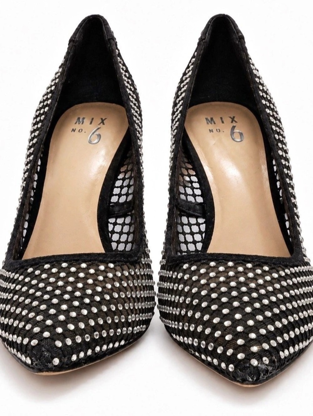 Mix No. 6 Dinna Mesh Sparkling Pump Heels Black & Silver US 9
